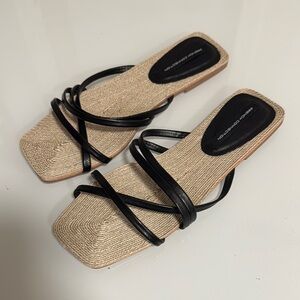 NEW|French connection Women's Black and Tan Sandals size 8